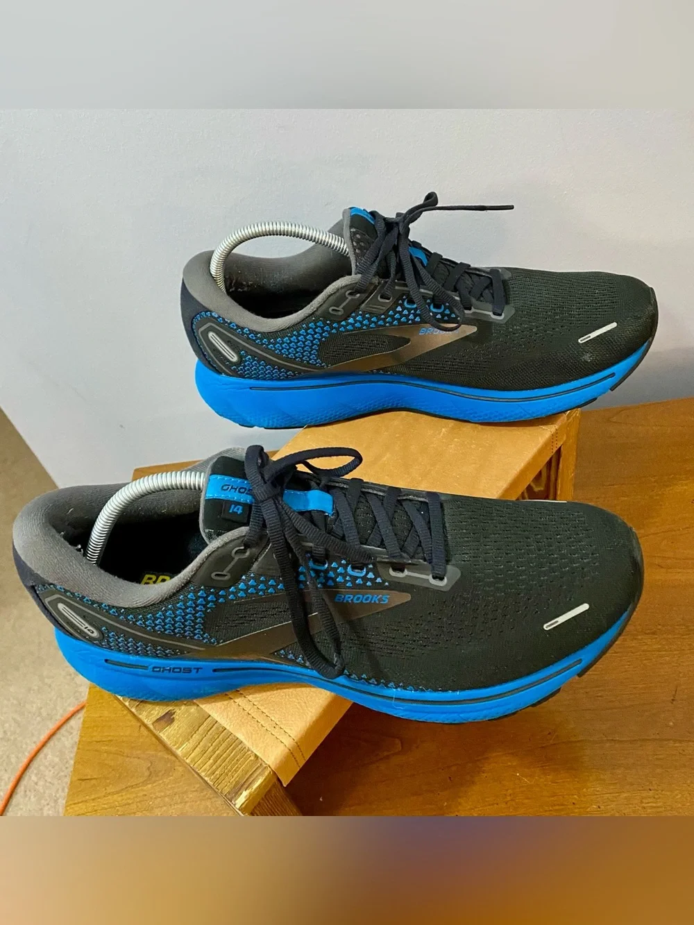 Brooks Ghost 14 Men's 13 Black/Blackened Pearl/Blue Neutral Running Shoes READ* - Picture 2 of 16